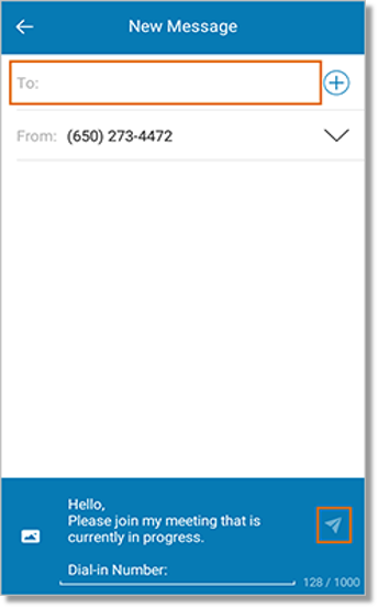 Enter the participant's name, or click the plus sign icon button to select a recipient from your contacts list, and then tap Send.