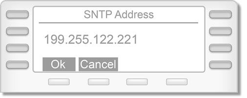 Press the number key "#" to enter RingCentral's SNTP Address, and then select OK. 