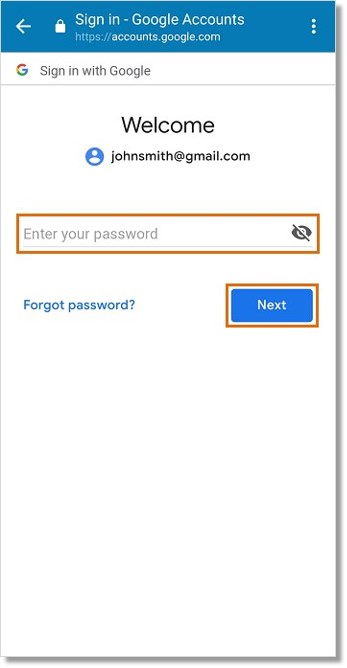 Enter your Password and tap Sign in.