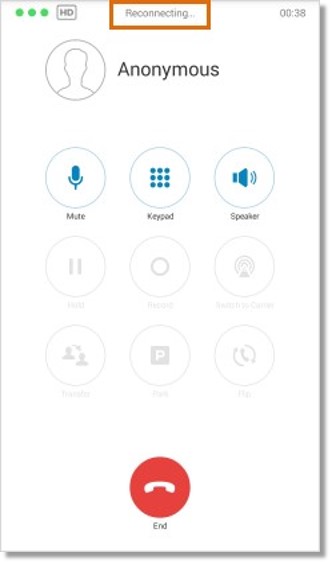 When a VoIP call is disconnected, the call will be automatically reconnected. Users will hear a reconnecting sound, indicating the call is being re-established.