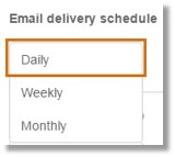 Select when you prefer to receive your report: Daily, Weekly, or Monthly.