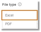 Select a PDF or an Excel report format.