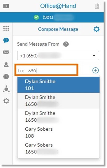 Type the number or name of your message's recipient in the To: text box.