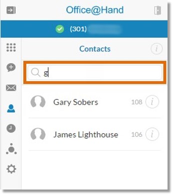 Finding a contact can be easily done by typing keywords in the search box. icon.