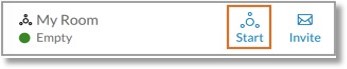 Click on the HUD icon  at the top menu, look for My Room under Conference Rooms, then click Start.