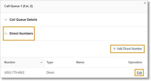 Click Direct Numbers, then click Edit button beside a direct number to assign a name. 
