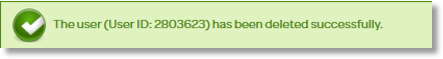 A message box populates to confirm that the user has successfully been deleted.