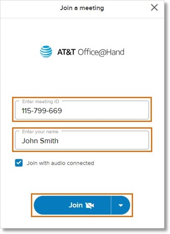 Enter the meeting ID and your name in the appropriate fields. You may also check Join with audio connected, as preferred. Click Join.