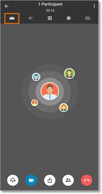Tap the Car icon on the meeting window