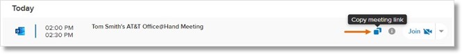 Look for the meeting from the list, then click Copy meeting link.