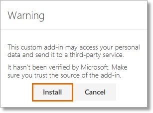 A "warning" window will open, then click on Install. 