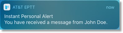 Image of an AT&T Enhanced Push-to-Talk instant personal alert.