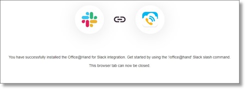 A message populates that AT&T Office@Hand for Slack Integration is installed.