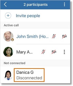 To chat an attendee who has already left the meeting, tap the participant's name.