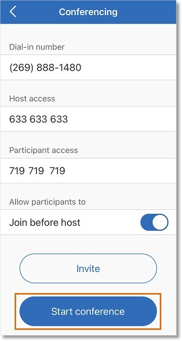 Tap Start conference.