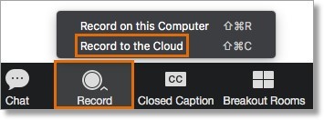 Once Cloud Recordings is enabled, “Record to the cloud” option will be available during a meeting.