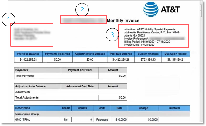 The top section of the ACC Invoice Example 2