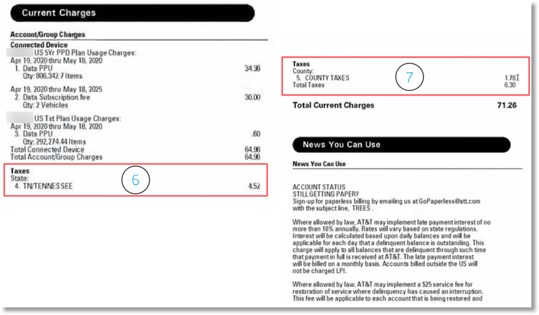 In this example, under the Taxes section