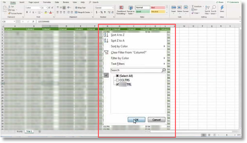 Filter Column G