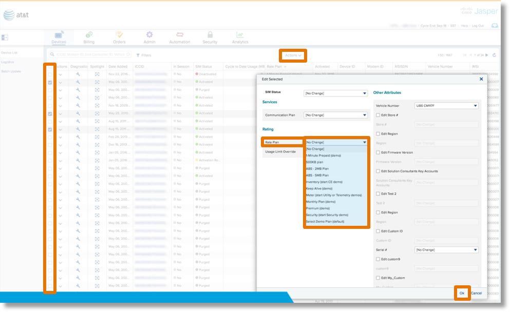 Changing Rate Plans for Multiple SIMs (up to 50)