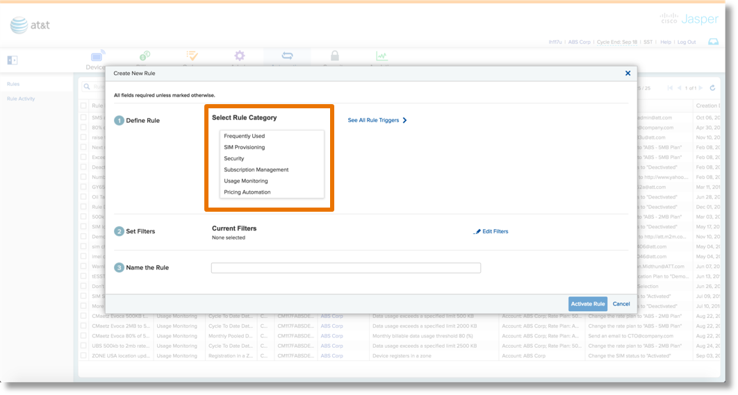 Select a rule category to view the rule triggers within it.