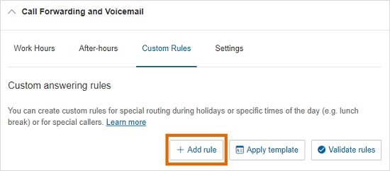 Click Custom Rules > Add rule.