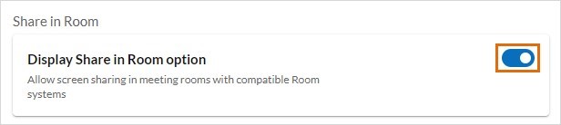 Toggle on the Display Share in Room option setting under Share in Room.