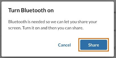 Click Share to give AT&T Office@Hand Rooms access.