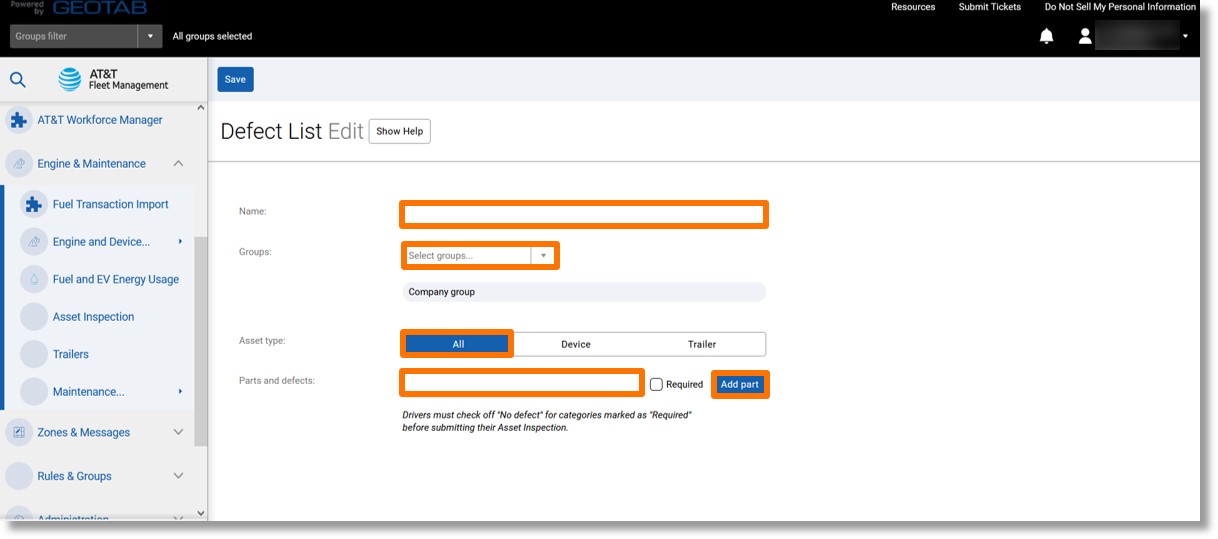Create defects list from scratch - Asecare