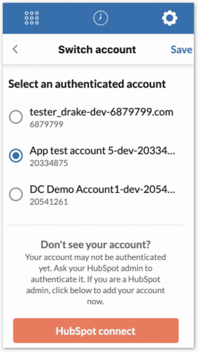 Select a different authenticated hub.