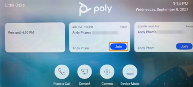 You can join a meeting using OTD by tapping Join on your device. See here for a list of supported devices.