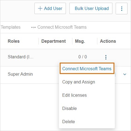 Select Connect Microsoft Teams.