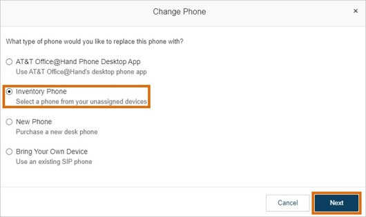 Select Change Phone from the dropdown.