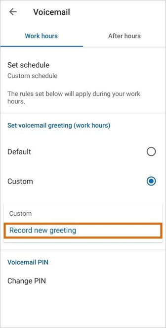 To record a new greeting, Click Record new greeting.