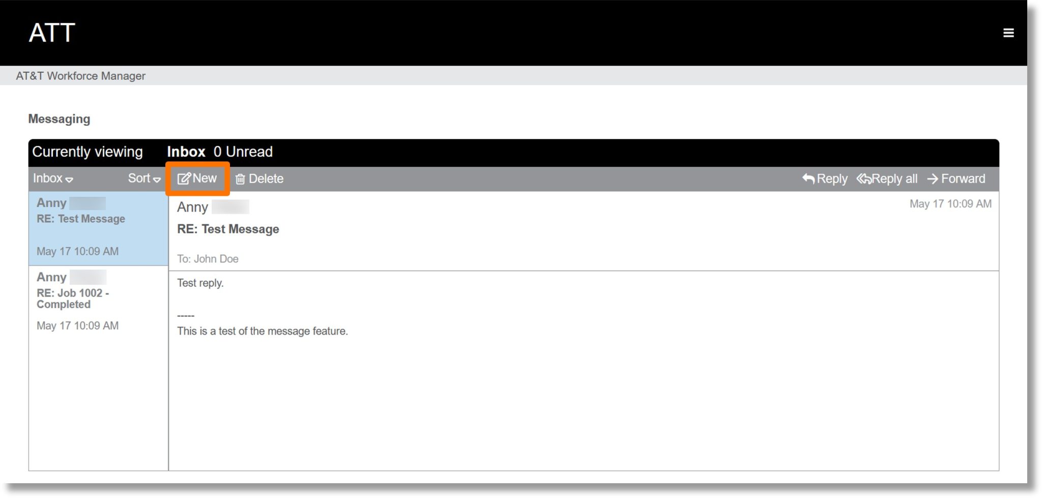 Send a message with AT&T Workforce Manager - Asecare
