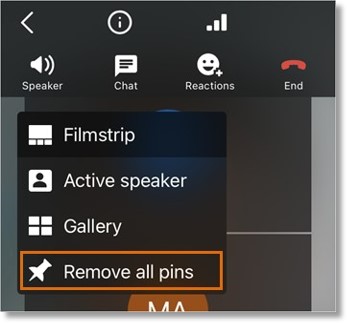 Tap the layout switcher, then tap Remove all pins.