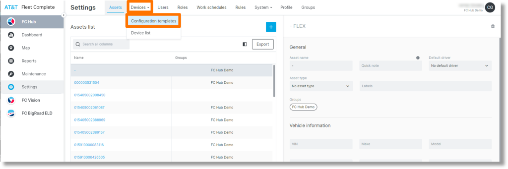 Click Devices, and then click Configuration Templates.