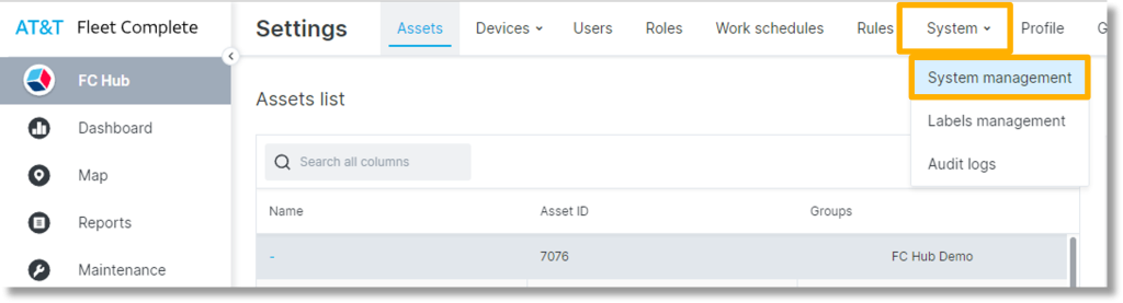 Click System and then select System management.