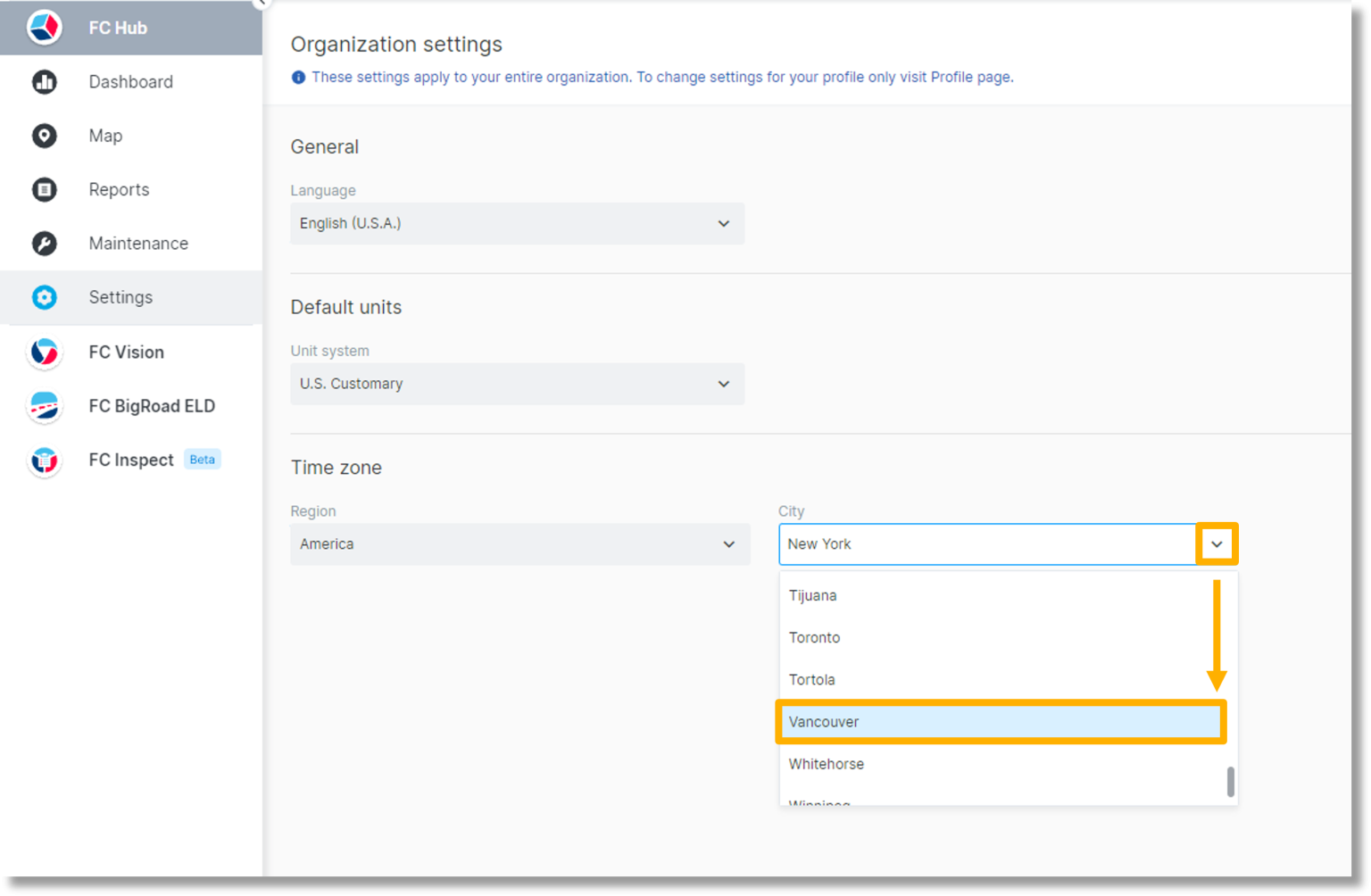 System Management Settings in AT&T Fleet Complete - Asecare