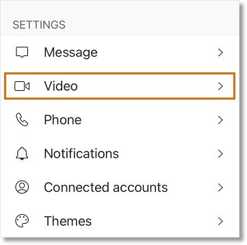 By tapping your profile photo on the top left (iOS device) or Main menu (Android) > Settings > Video.