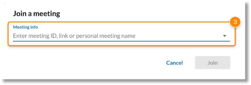 Enter the meeting info or select a meeting from the dropdown.