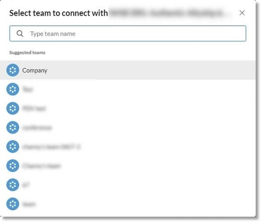 Select the team that you want to connect to the scheduled meeting.