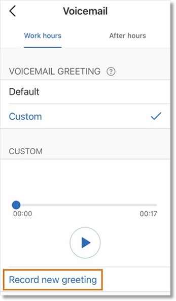 To record a new greeting, Click Record new greeting