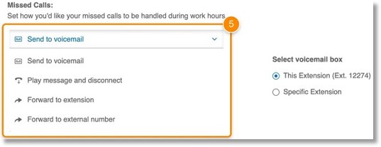 Under Missed calls, choose how you want to handle your unanswered calls