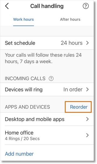 tap Reorder in Apps and devices and use drag-and-drop to reorder your devices and tap Save.