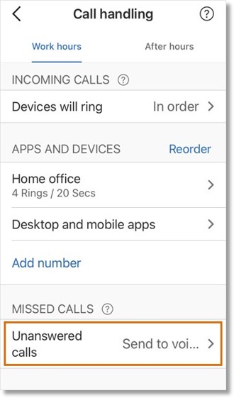 Under Missed calls, tap Unanswered calls to choose how you want to handle your missed calls.