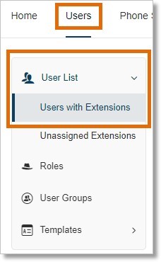 Go to Users > User List > Users with Extensions, then select the user.