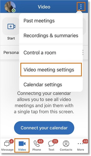 Tap Video meeting settings.