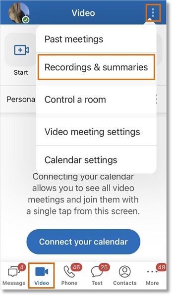 Select Recordings & summaries.
