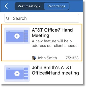 Tap anywhere on a meeting’s recording overview to open the recording detail page.